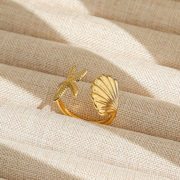 Tropical-Inspired Open Rings – Spiral, Letter & Fruit Designs in Gold Plating