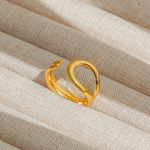 18K Gold-Plated Open Rings – Fun Streetwear Mix of Letters, Fruits & Stripes
