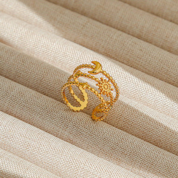 Spiral & Tropical Open Rings – 18K Gold-Plated Jewelry Set