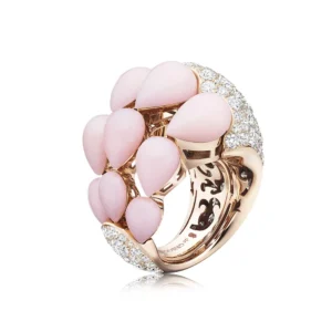 Le vian 14ct yellow gold pink opal 0.09ct diamond ring (Copy)